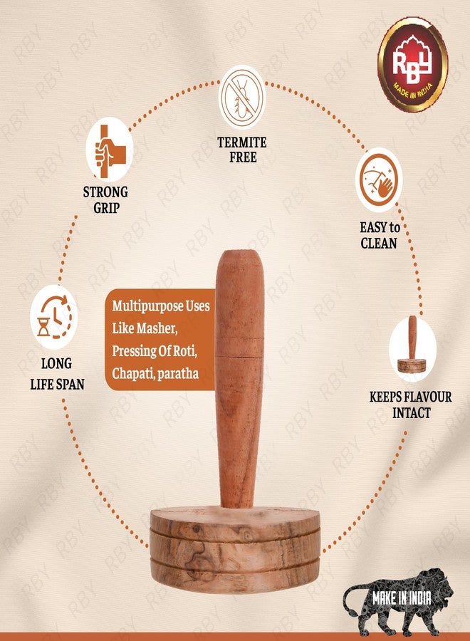 RBY Wooden Handmade Kitchen Tool/Masher/Presser/Paratha Sekhni (Pack of 1) - Image 4